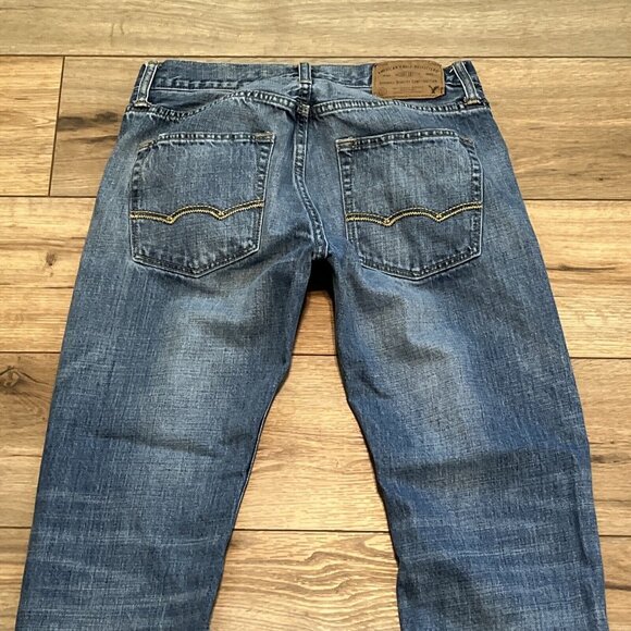 American Eagle Slim Straight Fit Denim Jeans 29x30 Blue Distressed Cotton Modern - Picture 11 of 12
